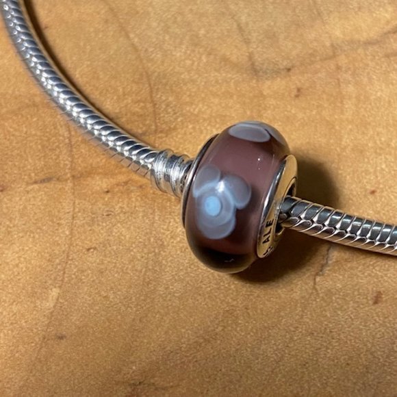 Pandora Purple Flowers For You Murano Glass Charm - Picture 4 of 5